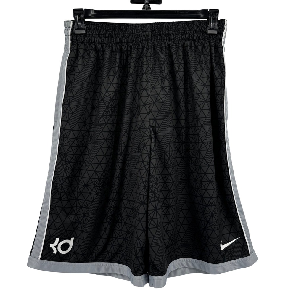 Nike KD Kevin Durant Basketball Shorts Black Grey Geometric Mens L Logo Dri-FIT